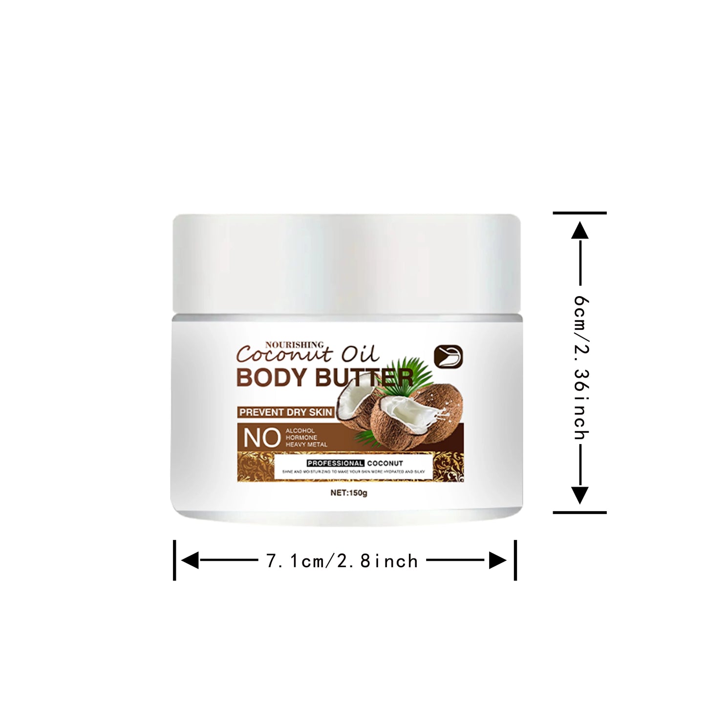 Ottilavie Coconut Oil Body Cream: With Coconut Oil & Aloe, Deep Hydration for All Skin Types, Non-Greasy, Ideal Gift