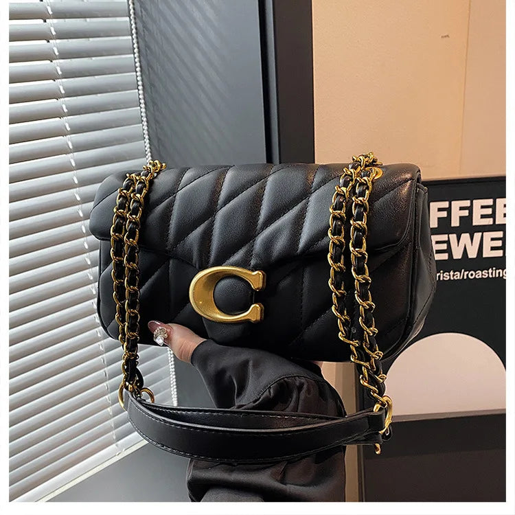 Luxury Fashion Women's Chain Handbag PU Leather Girls Shoulder Messenger Bag Brand lightweight Commuting Bag Tassel Square Bag