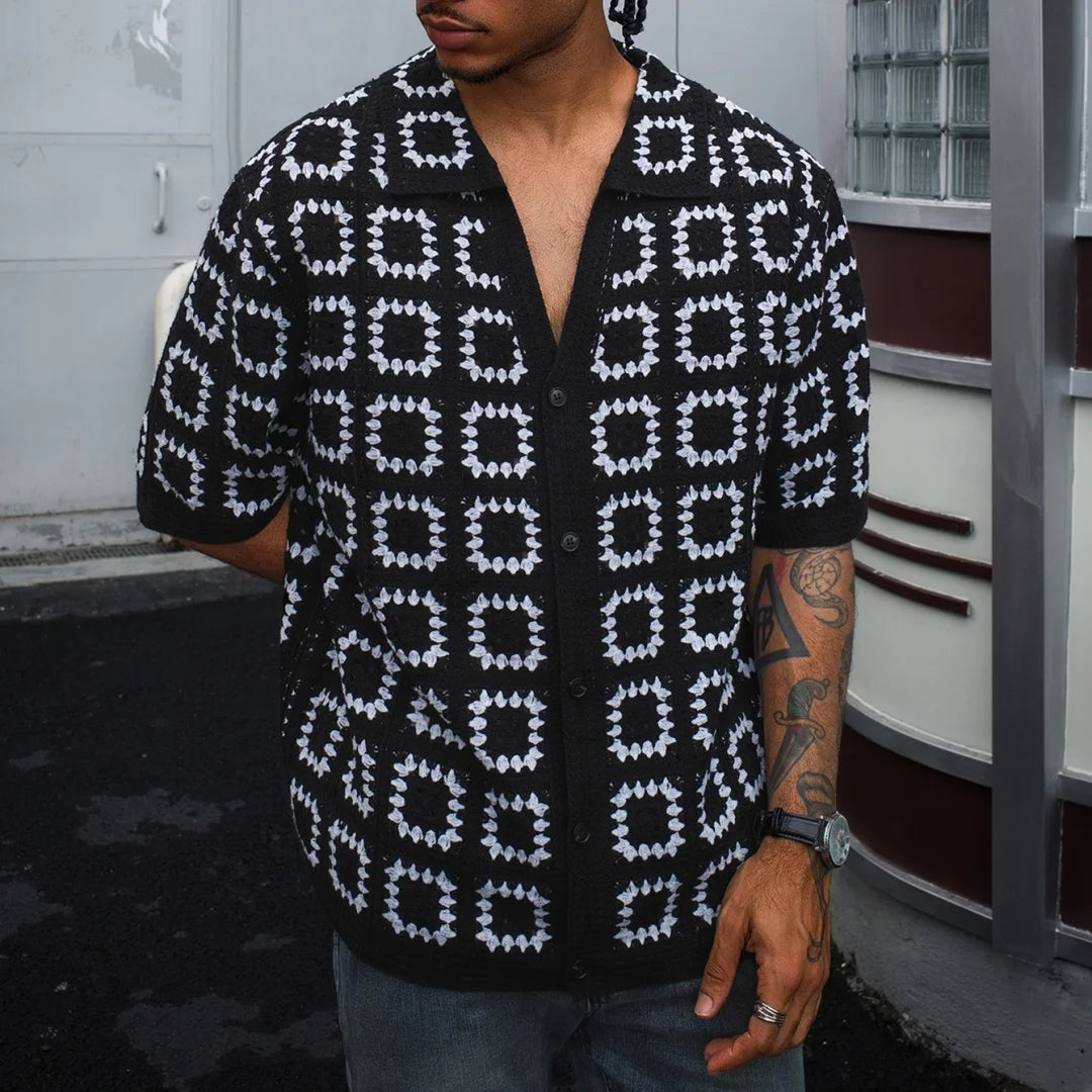 Men's Short Sleeves Summer Knitted Printing Fashion Short-Sleeved Breathable Casual Slim Soft Loose Tops Men US Size