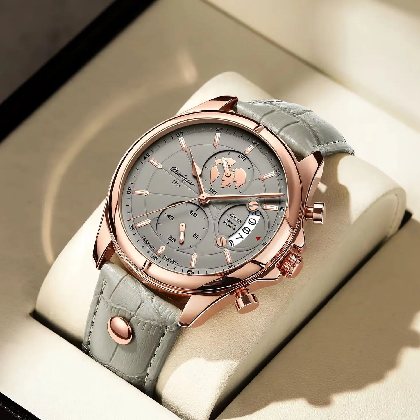 POEDAGAR Luxury Watches For Men Chronograph Date Waterproof Luminous Man Watch Leather Quartz Business Men's Watch with Box Gift