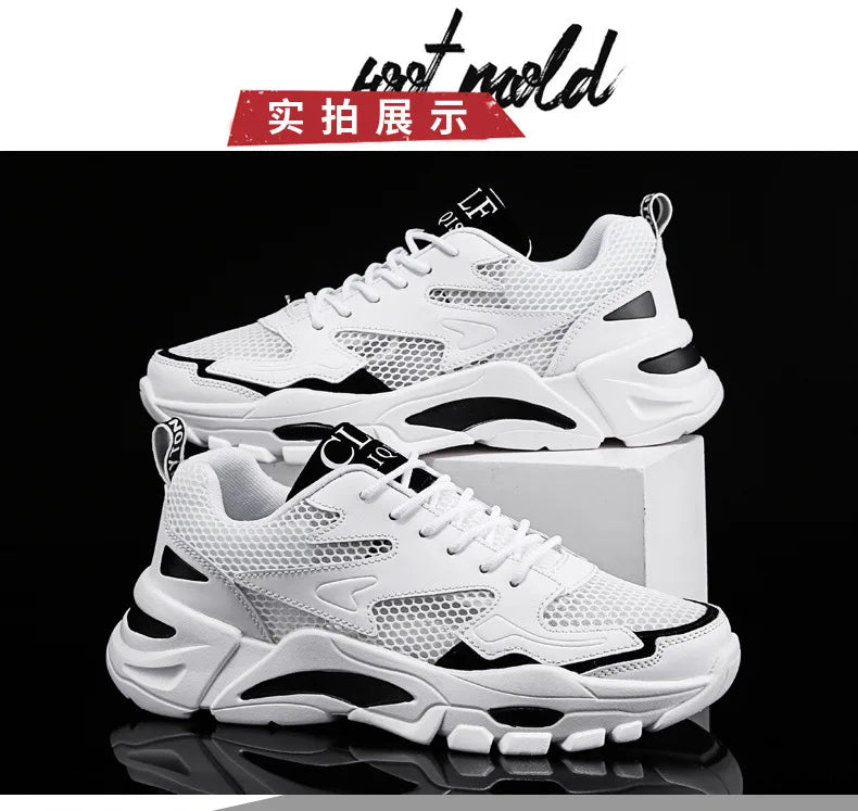 Mesh Men's Sneakers white summer platform sneakers Stylish Lace-up Male Sneaker Breathable Man Tenis Footwear men's sports shoes