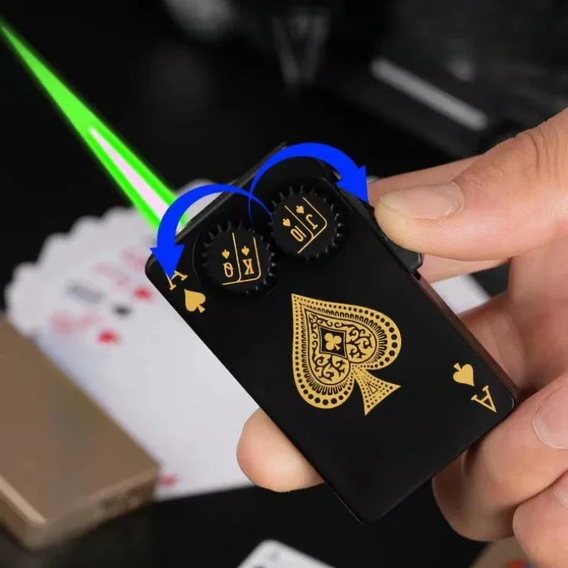 Creative Poker Ace of Spades Lighter Butane Windproof Straight Metal Lighter Men's Fun Toy Cigarette Lighter