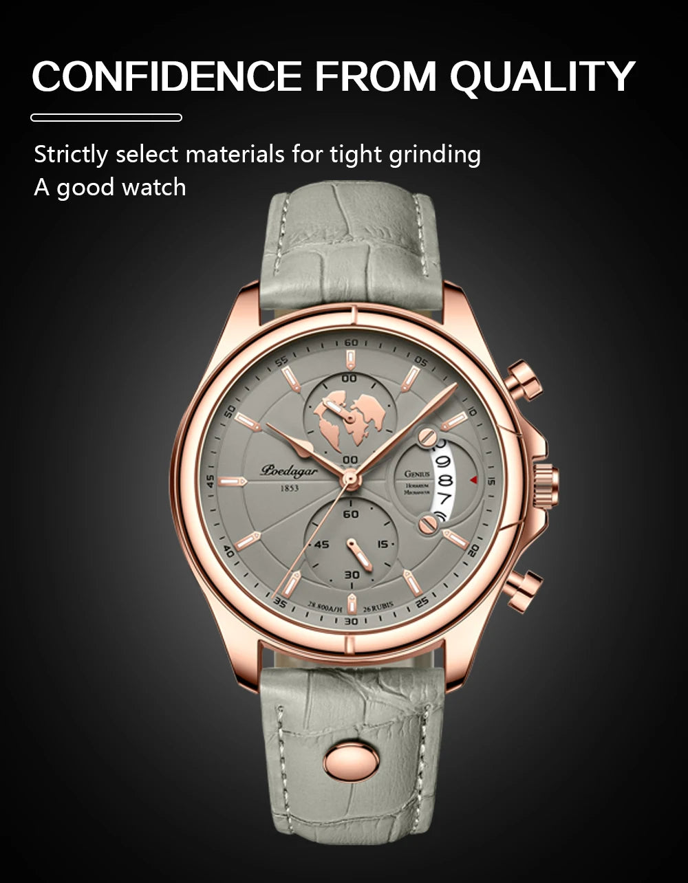 POEDAGAR Luxury Watches For Men Chronograph Date Waterproof Luminous Man Watch Leather Quartz Business Men's Watch with Box Gift