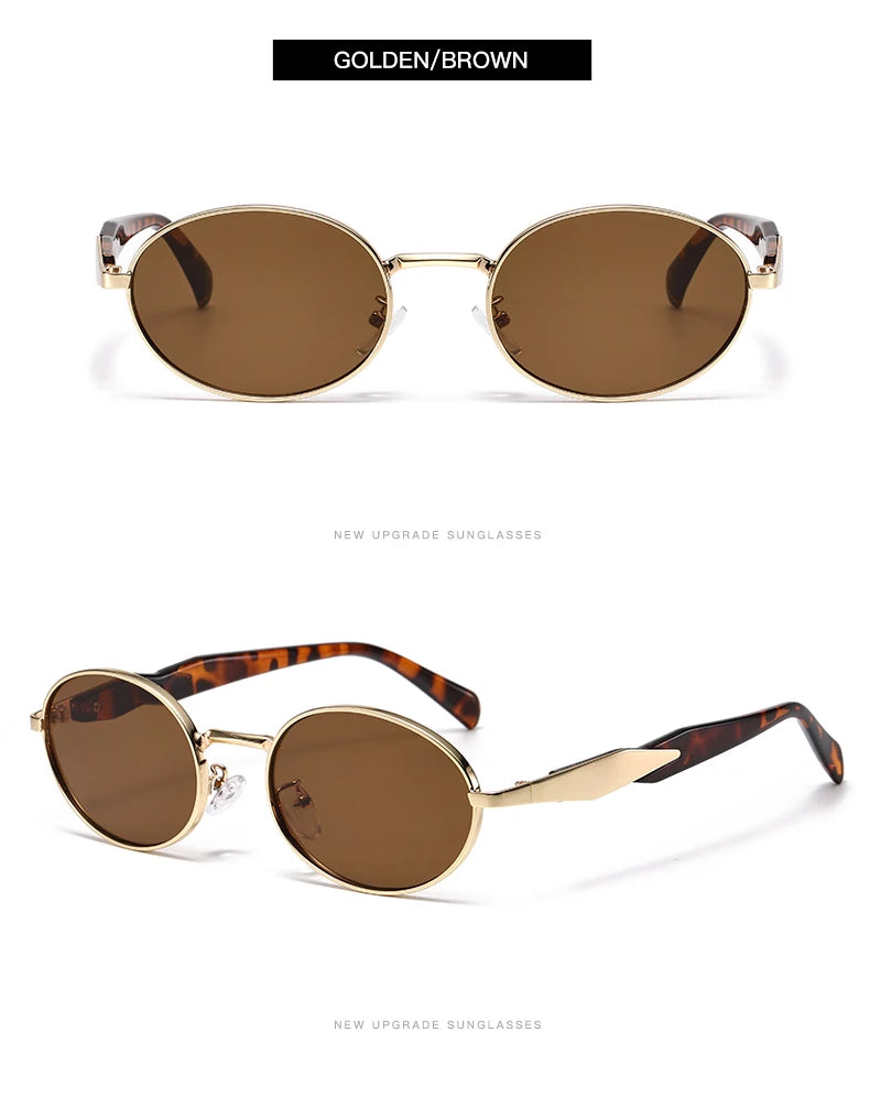 Car Sun Glasses 3pcs New  Metal Small Oval Sunglasses Women Trend High Quality Classic Men Luxury Brand Eyewear Unisex