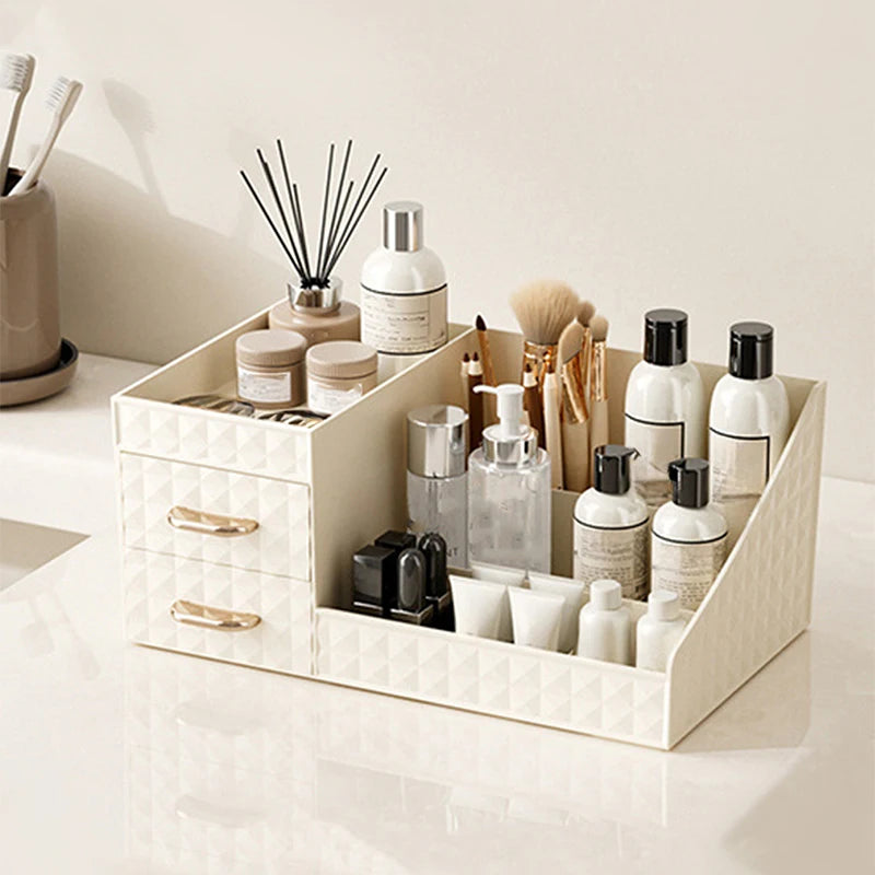 Makeup Organizer [Large Capacity] Cosmetic Organizer with Transparent Drawer - Multi-functional Lipstick & Cosmetic Organizer