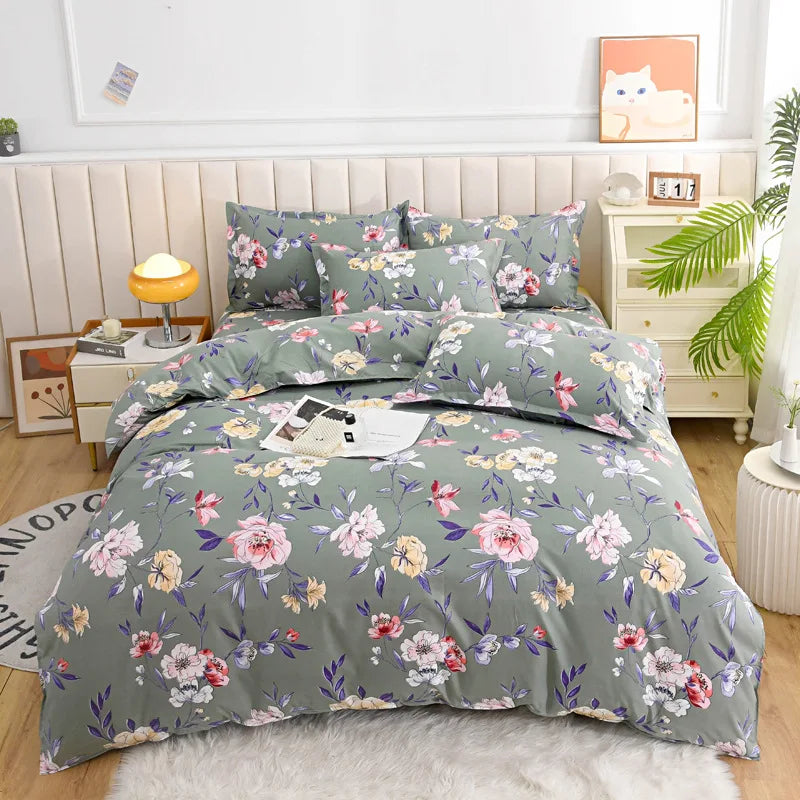 Single Pastoral Style Printed Comforter Cover 1 Pcs Skin Friendly Washed Cotton Quilt Cover Queen King Bedding for Four Seasons