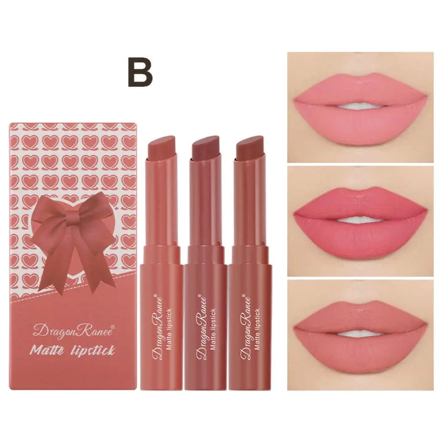Matte Lipstick, Rich Color, Moisturizing Lip Gloss, Easy to Color, Lip Glaze, Rotating Lipstick Pen, Three-Pack Lipstick Pen, Valentine's Day Gift