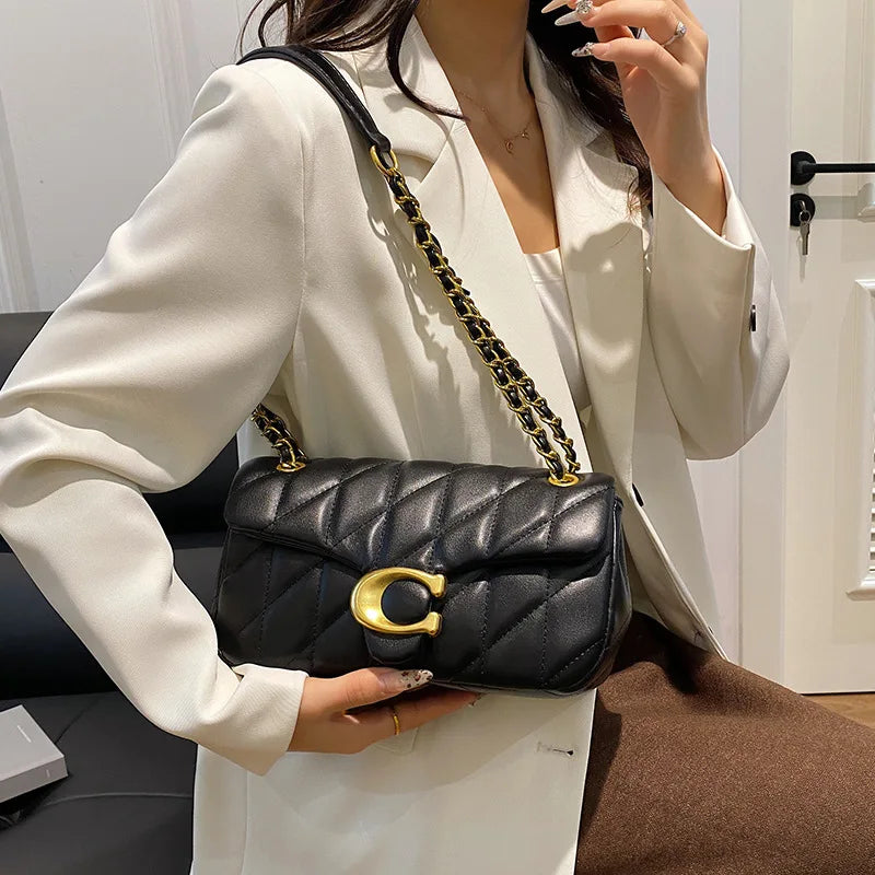 Luxury Fashion Women's Chain Handbag PU Leather Girls Shoulder Messenger Bag Brand lightweight Commuting Bag Tassel Square Bag