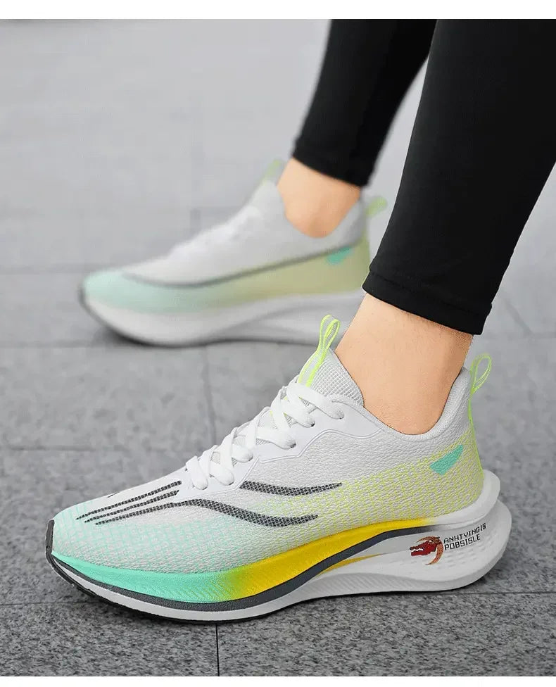 Marathon Air Cushion Carbon Plate Sports Running Shoes Men Breathable Lightweight Women's Comfortable Athletic Nonskid Sneakers