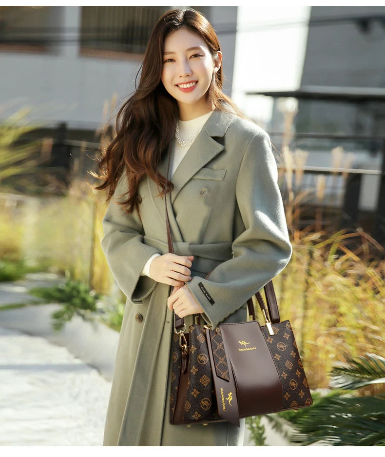 Luxury Handbag Fashion Print Large Capacity Soft Leather Women Shoulder Crossbody Bag Leisure Designer Ladies Purses and Handbag