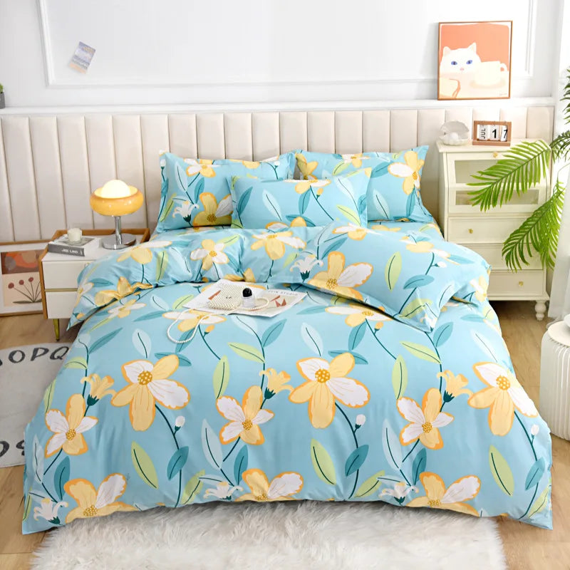 Single Pastoral Style Printed Comforter Cover 1 Pcs Skin Friendly Washed Cotton Quilt Cover Queen King Bedding for Four Seasons