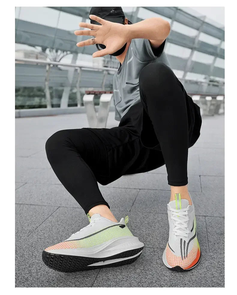 Marathon Air Cushion Carbon Plate Sports Running Shoes Men Breathable Lightweight Women's Comfortable Athletic Nonskid Sneakers