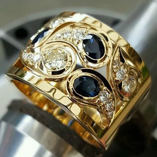 European and American Fashion Jewelry Popular Retro Men's Rings New Banquet Jewelry Punk Style Personality Exaggerated Ring