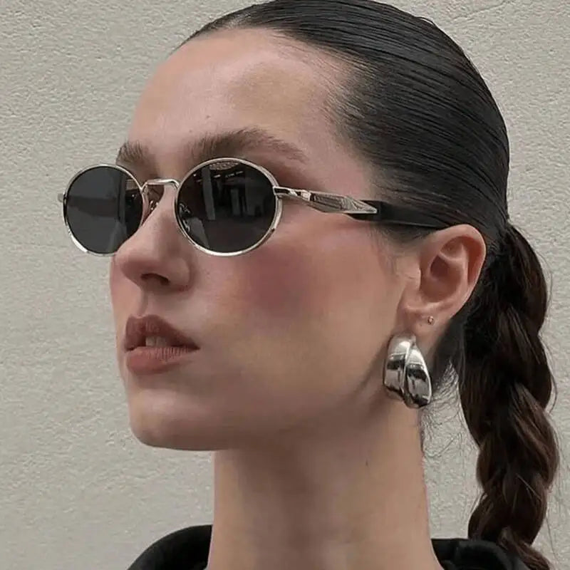 Car Sun Glasses 3pcs New  Metal Small Oval Sunglasses Women Trend High Quality Classic Men Luxury Brand Eyewear Unisex