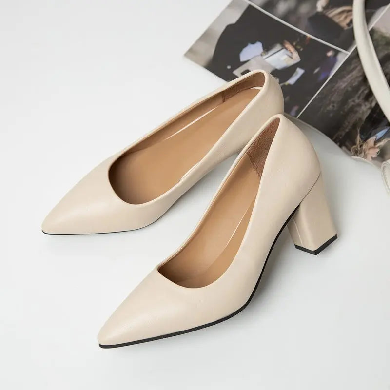 New High Heel Shoes Pointed Shallow Patent Leather High Heels Fashion Elegant Shoes Women Thin Heel Platform Work Shoes Pumps
