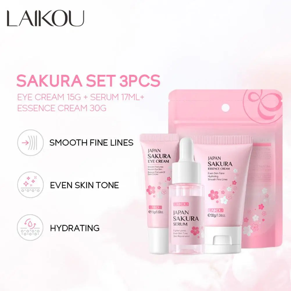 5/3pcs/Set Sakura Skin Care Sets Face Cream Serum Toner Facial Cleanser Sunscreen Eye Cream Gift Box Face Skin Care Set Product