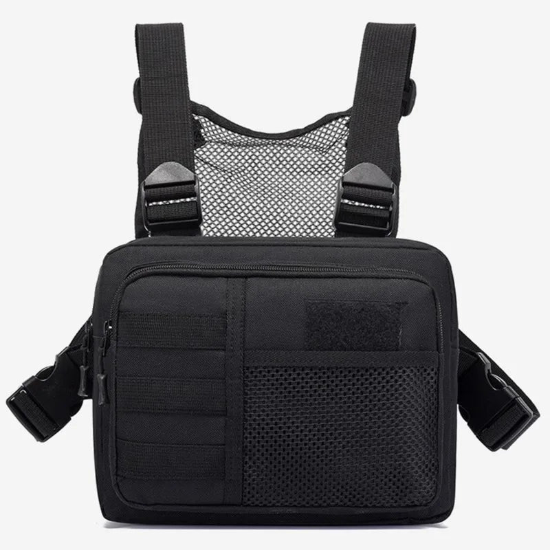 Unisex Multi-function Tactical Vest Fashion Hip-hop Streetwear Chest Rig Bag Waterproof Oxford Sport Backpack with Zipper Closure