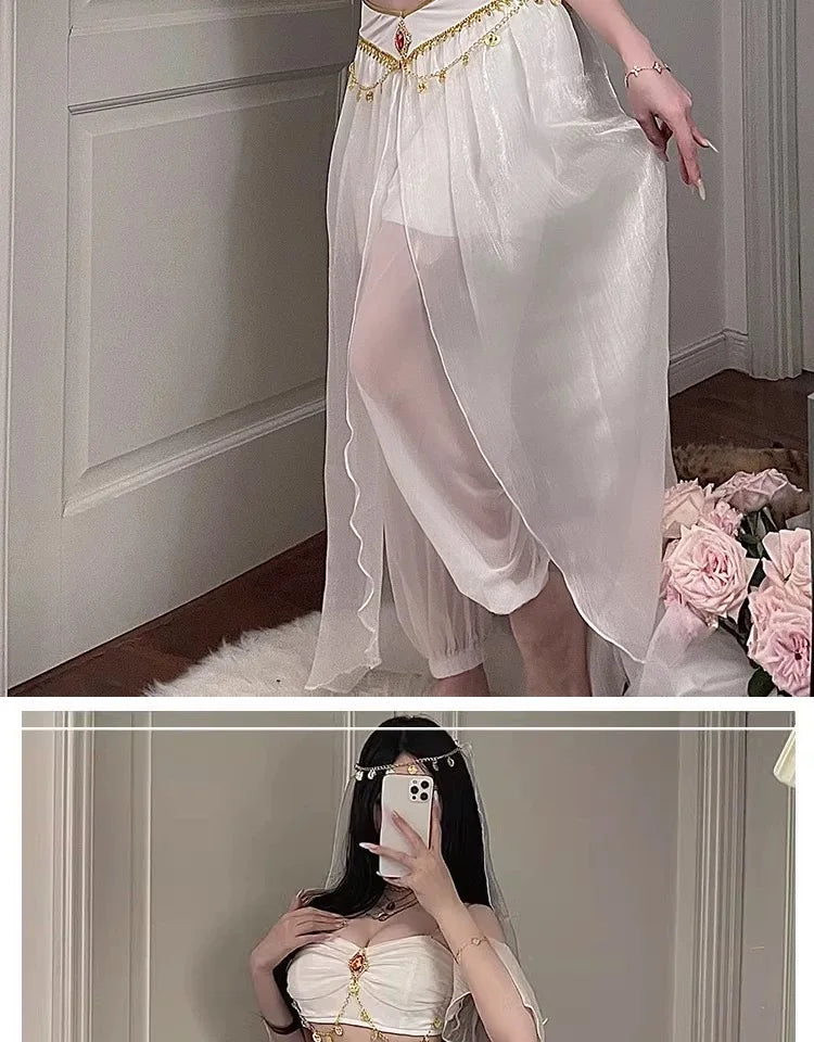 Festival Arabian Princess Costumes Indian Dance Embroider Bollywood Jasmine Costume Party Cosplay Jasmine Princess Fancy Outfit