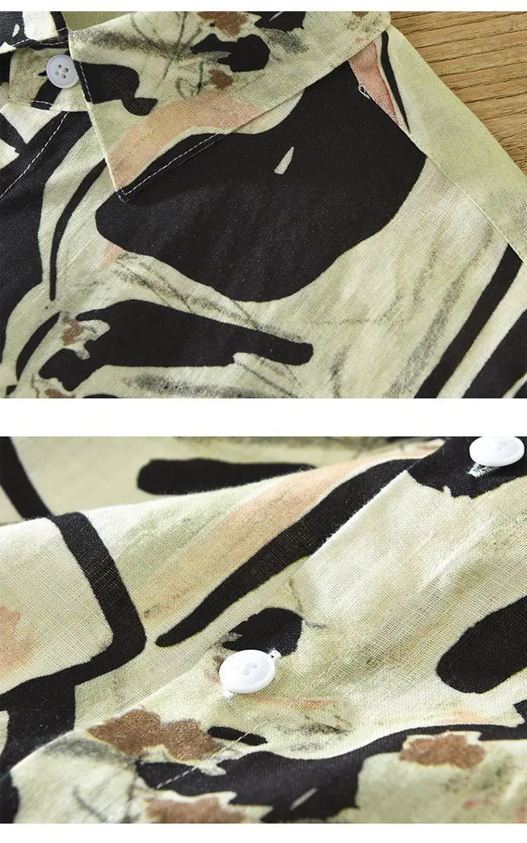 Short Sleeve  Fashion Turn-down Collar Simple Comfortable Versatile Selling Trend Temperament Comfortable Shirts Tops Print Men