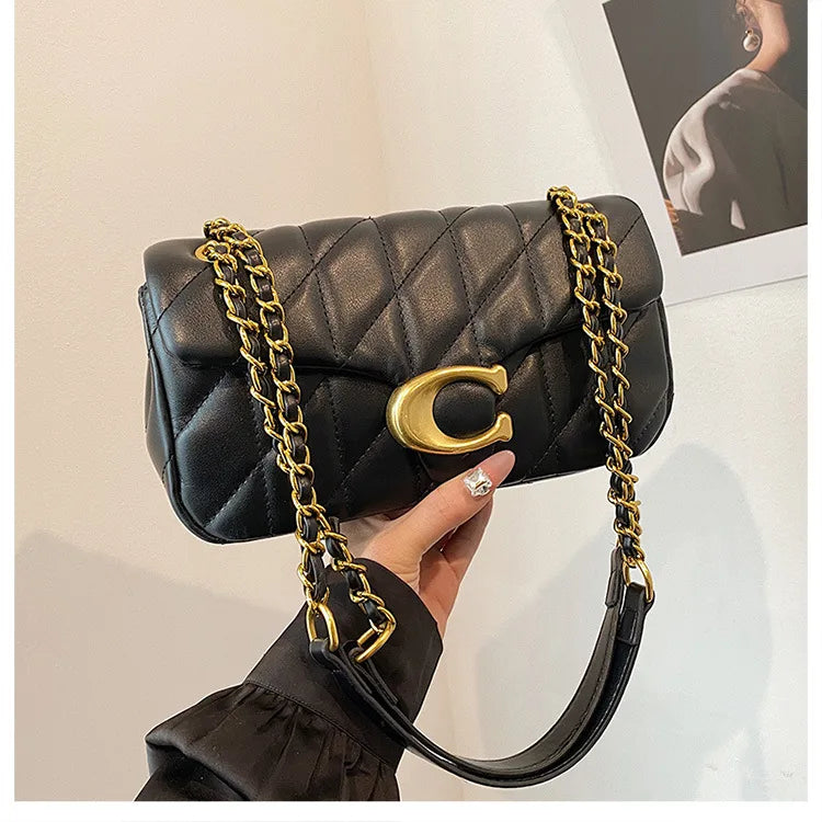 Luxury Fashion Women's Chain Handbag PU Leather Girls Shoulder Messenger Bag Brand lightweight Commuting Bag Tassel Square Bag