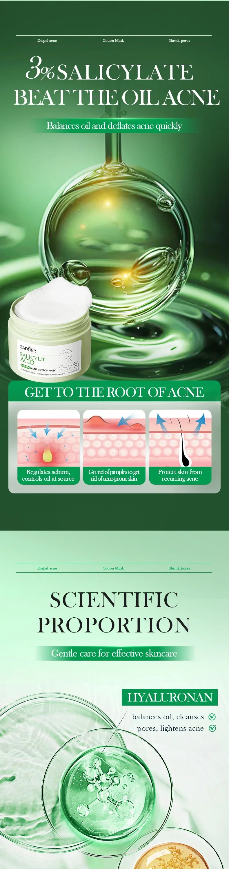 Salicylic Acid Cleansing Essence Lotion Moisturizing and Hydrating Face Cream Acne Amino Acid Skin Care Series