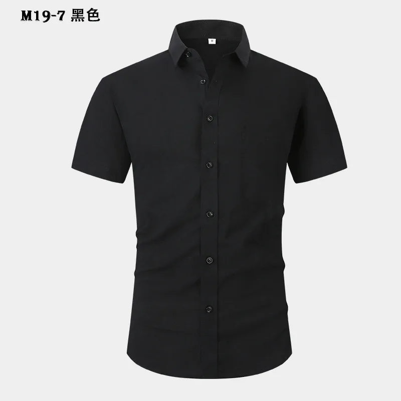 Men's short-sleeved shirts are casual, trendy, comfortable, cool on the street, versatile, simple and slimming in summer