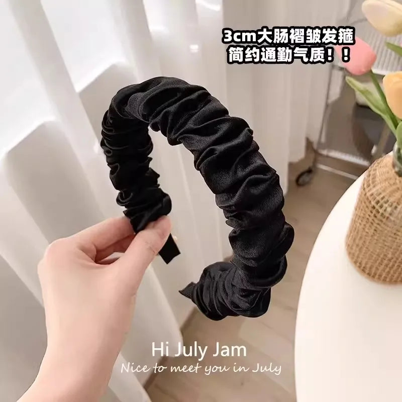 New Black Fold Simple Hairband For Women Girls Elegant Heighten Headband Hair Band Sweet Hair Hoop Fashion Hair Accessories
