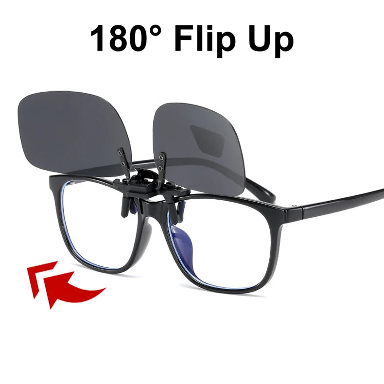 Polarized Clip Sunglasses 2Pcs Set Myopia Glasses Clip Driver Fishing Night Vision Myopia Clipon Sun Shading Eyeglasses