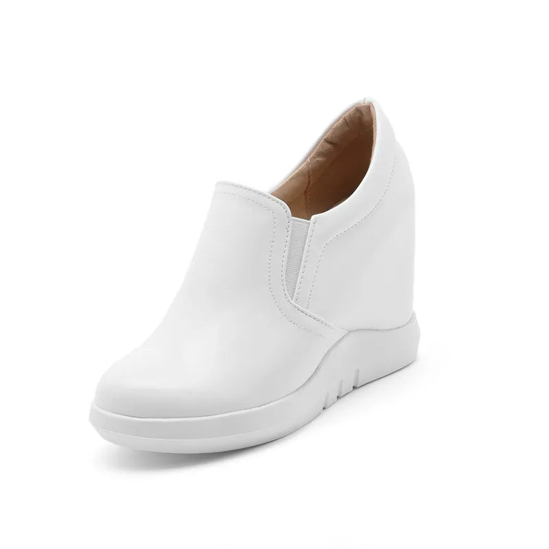 White Wedge Shoes Women Sneakers Spring Autumn Hidden Heels Ladies Loafers Shoes Casual Comfort Wedges Platform Female Shoes