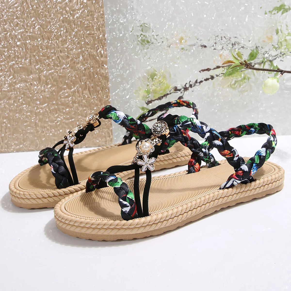 Handwoven sandals, ultra-lightweight and comfortable ethnic-style flat sandals