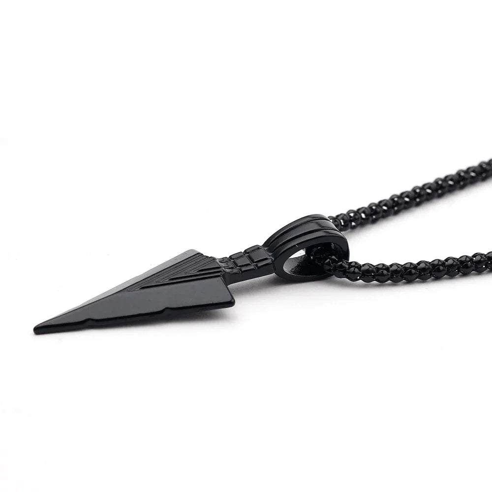 Men Black Long Necklace for Men Women with Arrow Pendant Jewelry Chain Hip Hop Punk Rock Christmas Halloween Gift