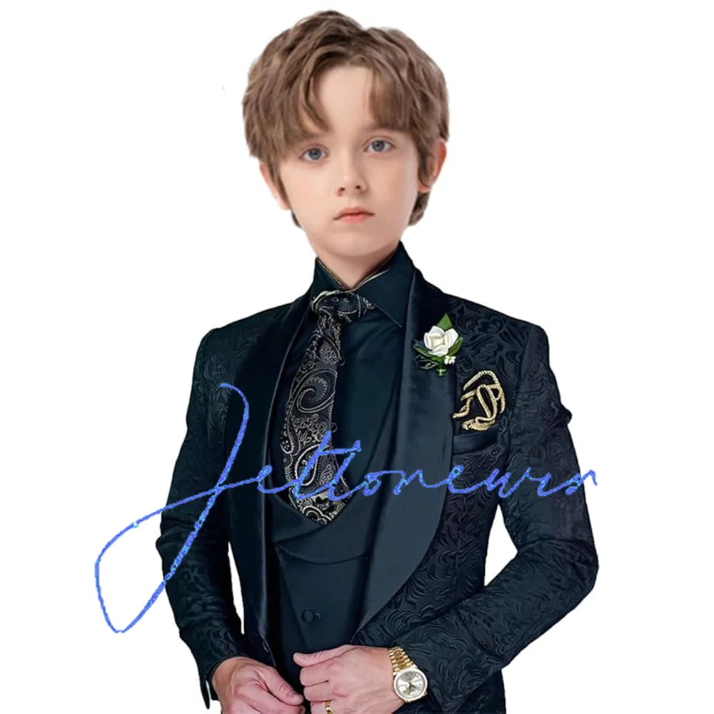 Jacquard Suit for Boys Party Dress Wedding Tuxedo 3 Piece Suit Custom Kids Suit 3T-16T Slim Fit Outfit