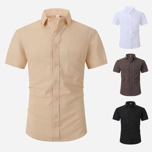 Men's short-sleeved shirts are casual, trendy, comfortable, cool on the street, versatile, simple and slimming in summer