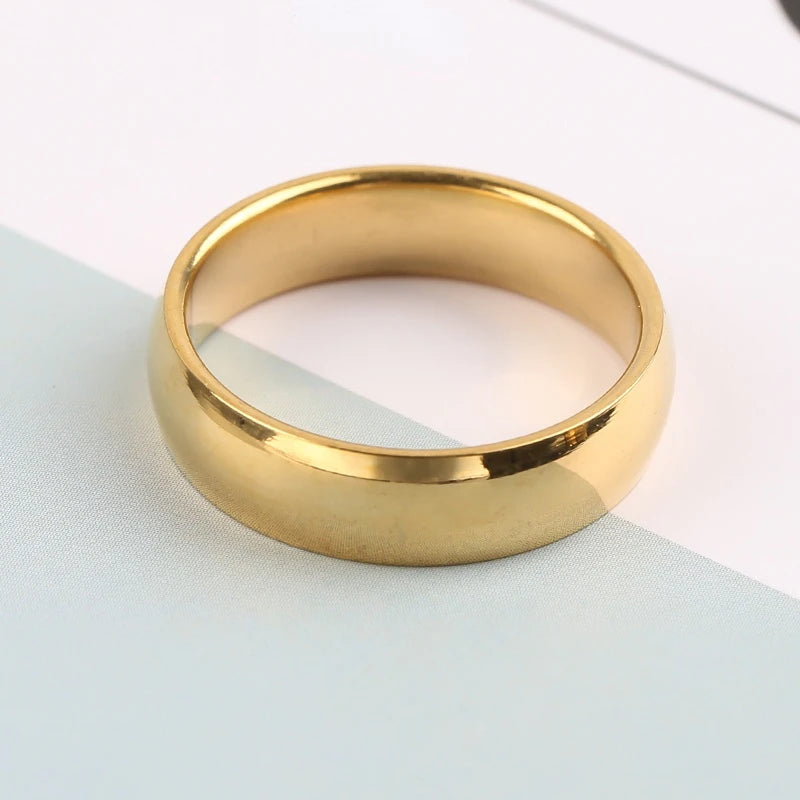 Fashion Simple Gold Plated Glossy Ring Classic Couple Banquet Exquisite Jewelry
