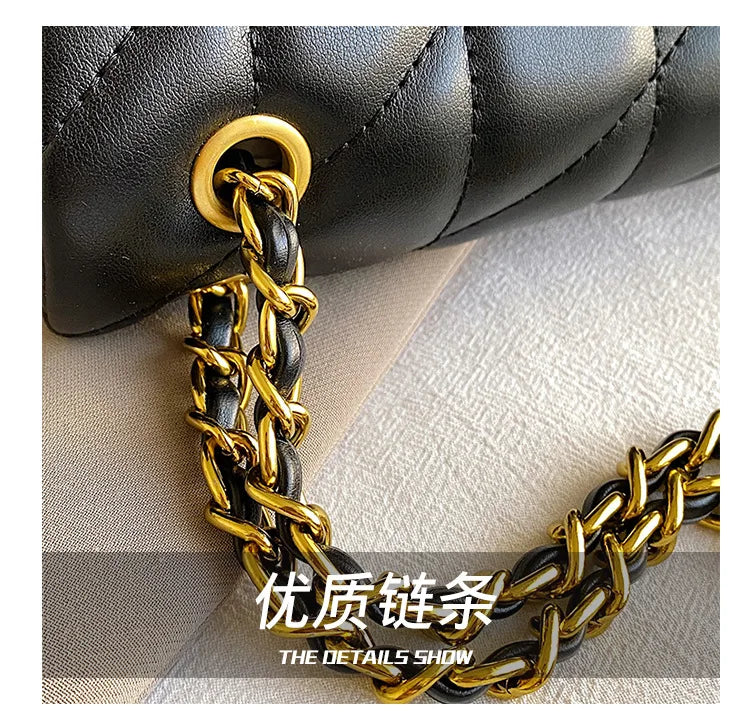 Luxury Fashion Women's Chain Handbag PU Leather Girls Shoulder Messenger Bag Brand lightweight Commuting Bag Tassel Square Bag