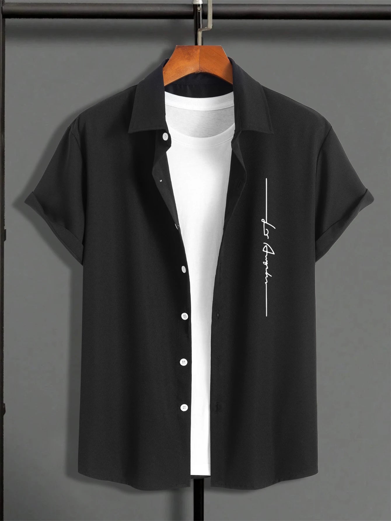 Men's short-sleeved shirt Muscle men's fitness shirt summer men's sports elastic breathable Slim show muscle short-sleeved shirt