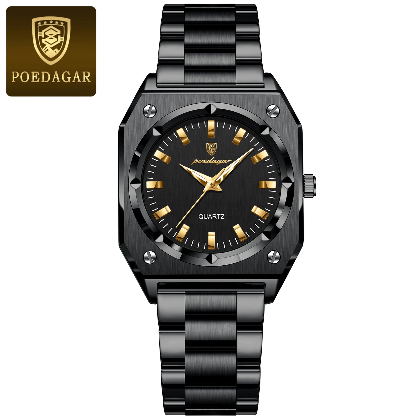 POEDAGAR Fashion Square Ladies Wristwatch Stainless Steel Waterproof Luminous Woman Watch Elegant Luxury Women's Quartz Watches