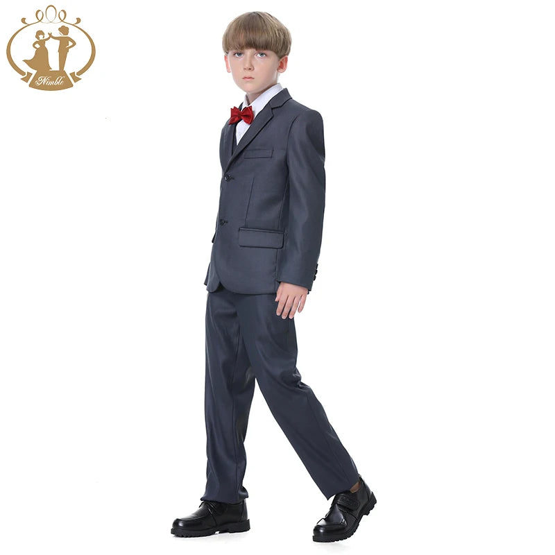 Spring Autumn Formal Boy Suit for Weddings Children Party Host Costume Wholesale Clothing 3Pcs/Set Blazer Vest Pants