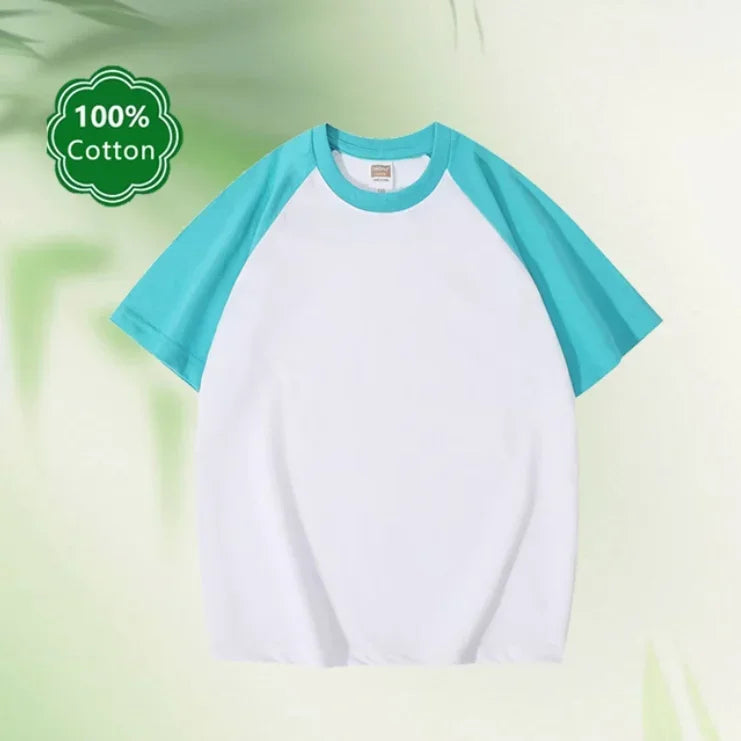 Kids T-shirt Summer Cotton Top Boys Girls Solid Color Blank T-shirt O Neck Round Neck Short Sleeve Pair of White Top T-shirt