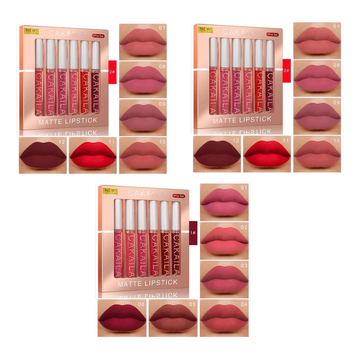 6 Pack Lip Gloss Set Matte And Long-Lasting Color Retention