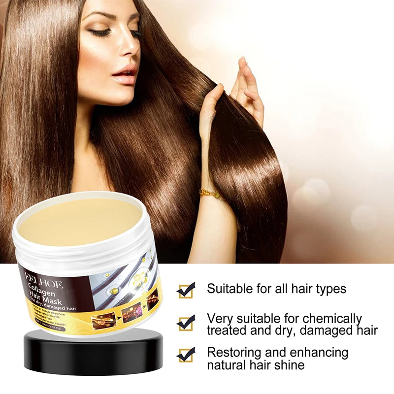 Collagen Keratin Hair Mask For Dry & Damaged Hair Revitalizing Hair Straighten Soft Smooth Moisturize Hair Treatment Hair Care