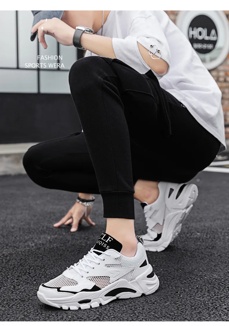 Mesh Men's Sneakers white summer platform sneakers Stylish Lace-up Male Sneaker Breathable Man Tenis Footwear men's sports shoes