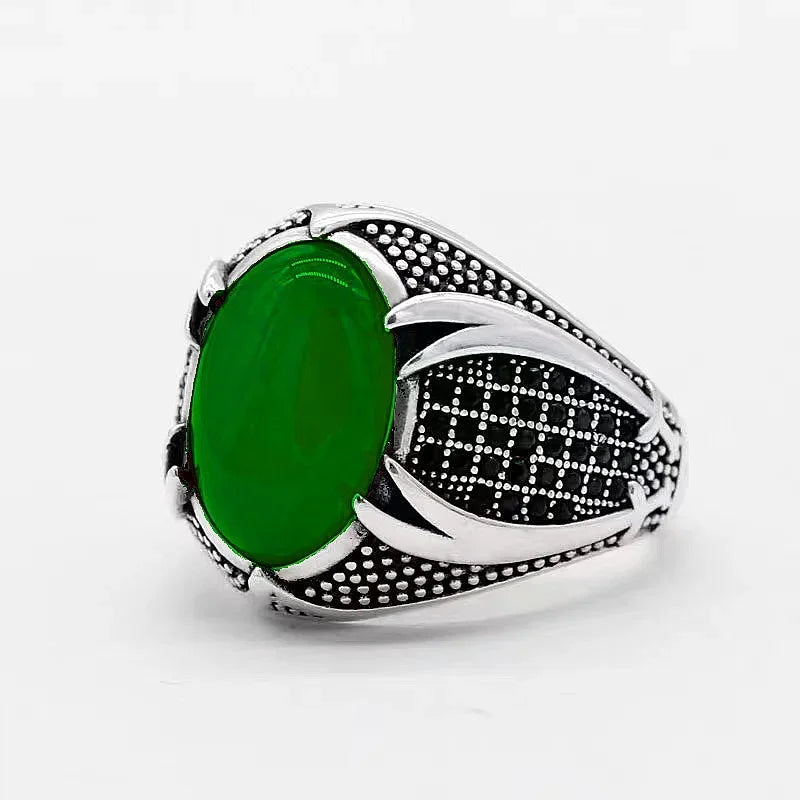 Fashion Stainless Steel Rings Vintage Carved Pattern Black/White/Red Zircon Stone Rings for Men Accessories Wedding Jewelry 6-14