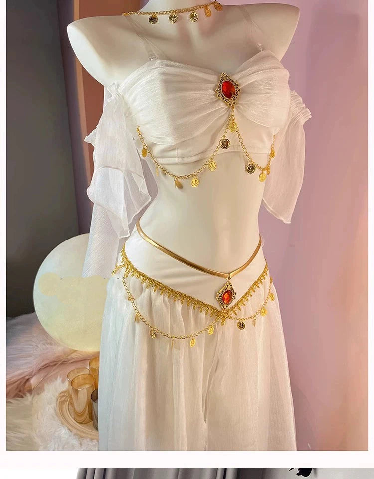 Festival Arabian Princess Costumes Indian Dance Embroider Bollywood Jasmine Costume Party Cosplay Jasmine Princess Fancy Outfit