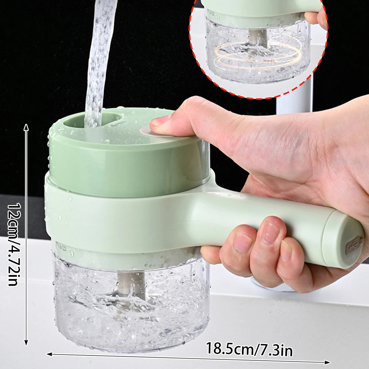 4 in 1 Handheld Electric Vegetable Cutter Set for Garlic Pepper Chili Onion Celery Ginger Meat with Brush Kitchen Tools