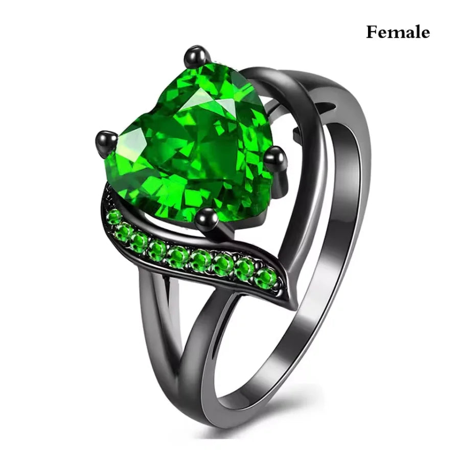 Fashion Couple Rings Romantic Women Heart Blue Rhinestones Zircon Ring Men Stainless Steel Celtic Dragon Ring Jewelry Wholesale