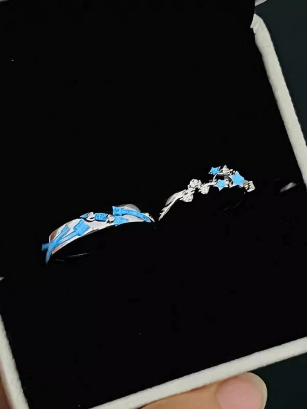 Sweet Couple Night Glowing Star Style Unique Design Premium Feel Adjustable Rings Simple Opening Luminous Lovers Exquisite Ring