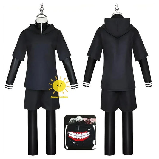 2025halloweenTakGhoul Anime Cosplay Costumes pour hommes, veste à capuche, pantalon, short, ensemble complet de tenues, perruque