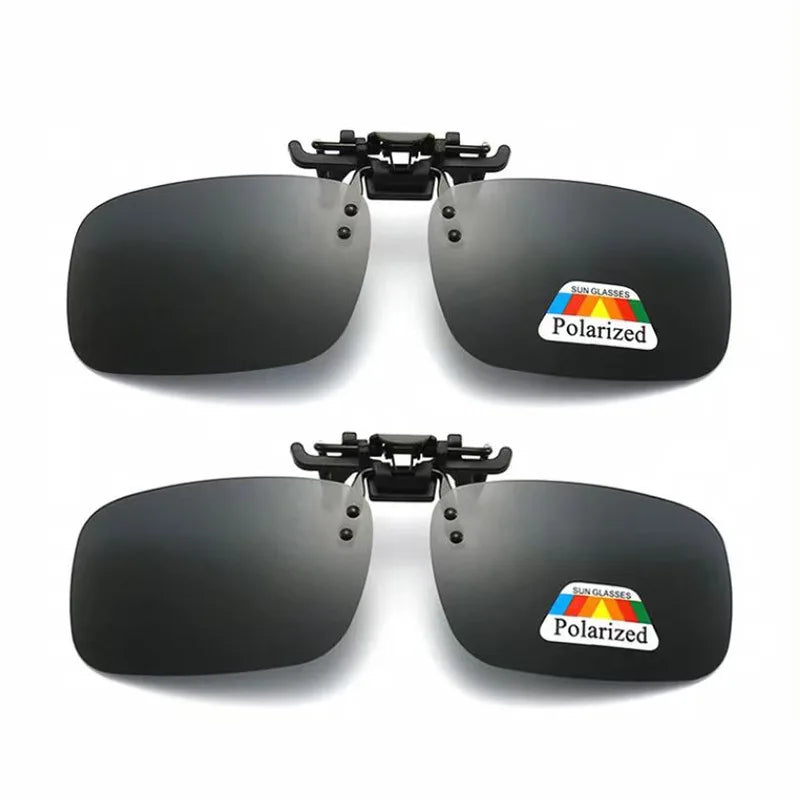 Polarized Clip Sunglasses 2Pcs Set Myopia Glasses Clip Driver Fishing Night Vision Myopia Clipon Sun Shading Eyeglasses