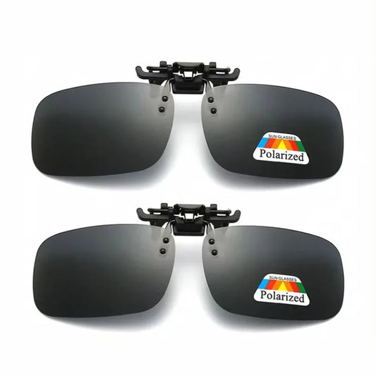 Polarized Clip Sunglasses 2Pcs Set Myopia Glasses Clip Driver Fishing Night Vision Myopia Clipon Sun Shading Eyeglasses